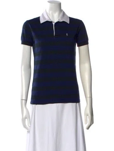 Pre-owned Saint Laurent 2012 Striped Polo In Blue