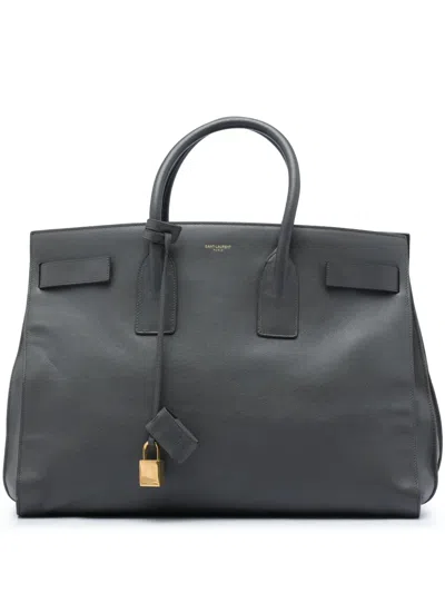 Pre-owned Saint Laurent 2012-2026 Large Smooth Calfskin Sac De Jour Tote Bag In Grey