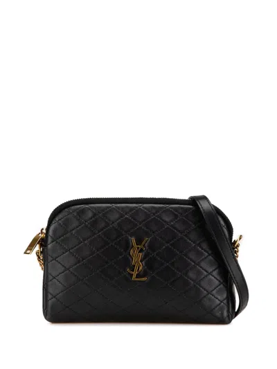 Pre-owned Saint Laurent 2013-2024 Mini Quilted Lambskin Gaby Crossbody Bag In Black