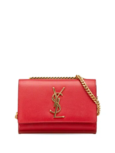 Pre-owned Saint Laurent 2013-2024 Small Grain De Poudre Kate Crossbody Bag In Red