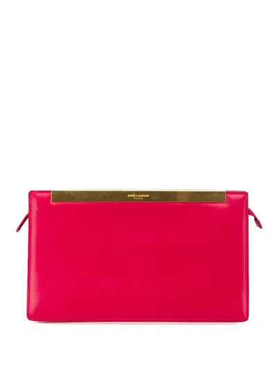 Pre-owned Saint Laurent 2013-2024 Smooth Calfskin Lutetia Clutch Bag In Pink