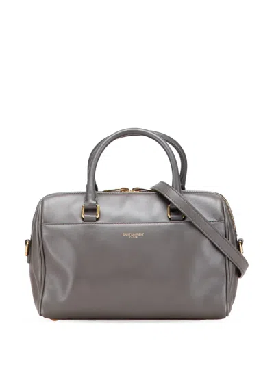 Pre-owned Saint Laurent 2013-2025 Baby Leather Classic Duffle Satchel In Gray