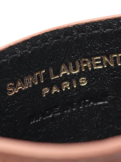 Pre-owned Saint Laurent 2013-2025 Lambskin Cassandre Case Card Holder In Pink