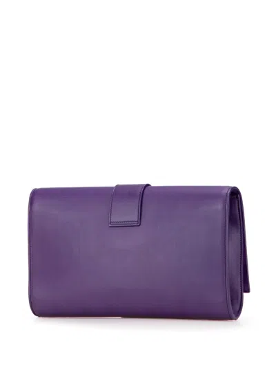 Pre-owned Saint Laurent 2013-2025 Leather Cabas Chyc Clutch Bag In Purple