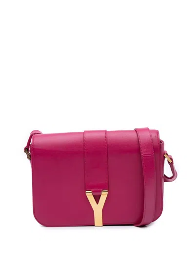 Pre-owned Saint Laurent 2013-2025 Leather Chyc Y Ligne Crossbody Bag In Pink