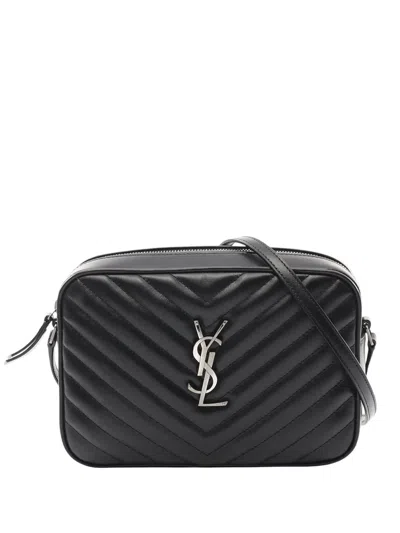 Pre-owned Saint Laurent 2013-2025 Quilted Leather Monogram Lou Camera Bag Crossbody Bag In Black