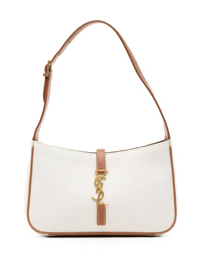 Pre-owned Saint Laurent 2013 Canvas Le 5 A 7 Shoulder Bag In Brown