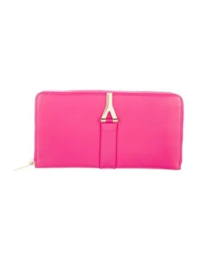 Pre-owned Saint Laurent 2013 Classic Y Ligne Continental Wallet In Pink