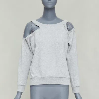 Pre-owned Saint Laurent 2013 Hedi Slimane Cotton Silver Chain Cold Shoulder Sweater Xs