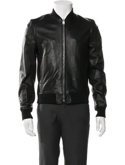 Pre-owned Saint Laurent 2013 Lamb Leather Bomber Jacket In Black