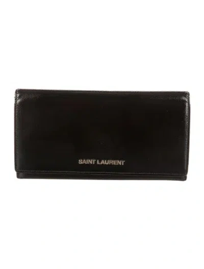Pre-owned Saint Laurent 2013 Leather Continental Wallet In Black