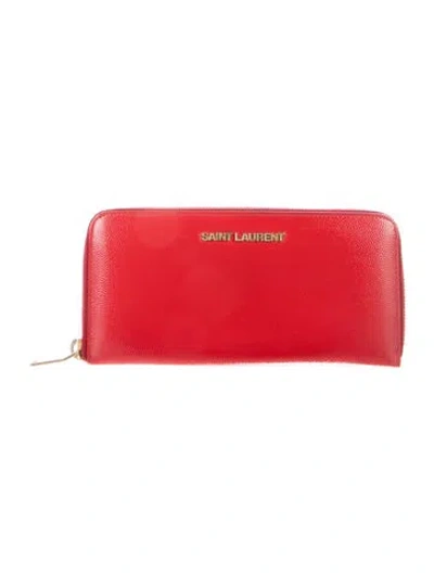 Pre-owned Saint Laurent 2013 Patent Leather Continental Wallet In Red