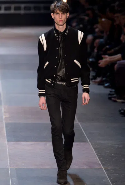 Pre-owned Saint Laurent 2013  Paris Teddy Jacket Sz. 52 In Black