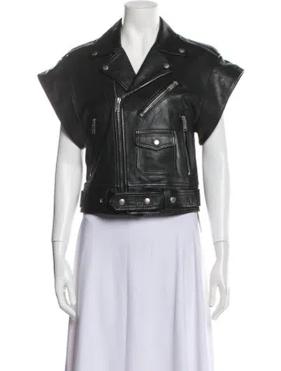 Pre-owned Saint Laurent 2013 Short Sleeve Moto Vest In Black