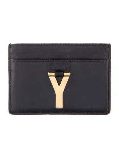 Pre-owned Saint Laurent 2013 Signature Logo Card Holder In Black