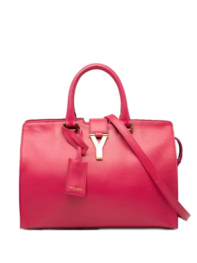 Pre-owned Saint Laurent 2013 Small Calfskin Cabas Chyc Satchel In Pink