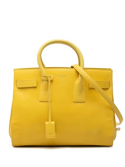 Pre-owned Saint Laurent 2013 Small Leather Sac De Jour Satchel In Yellow