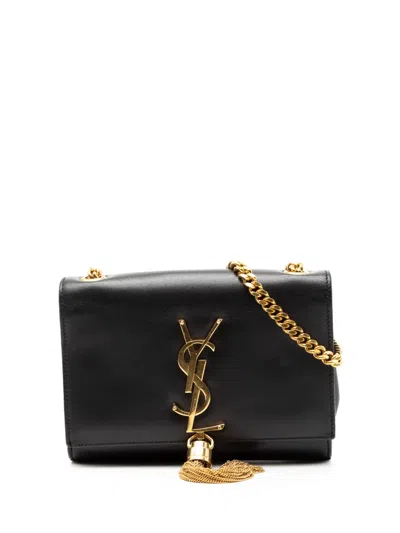 Pre-owned Saint Laurent 2013 Small Smooth Calfskin Monogram Kate Tassel Crossbody Bag In Black