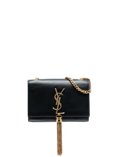 Pre-owned Saint Laurent 2013 Small Smooth Calfskin Monogram Kate Tassel Crossbody Bag In Black
