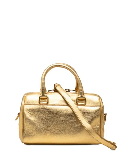 Pre-owned Saint Laurent 2013 Toy Metallic Leather Classic Duffle Satchel In Gold