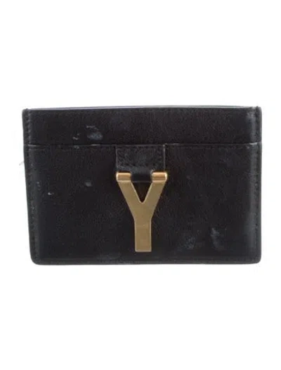 Pre-owned Saint Laurent 2013 Y Chyc Card Holder In Black