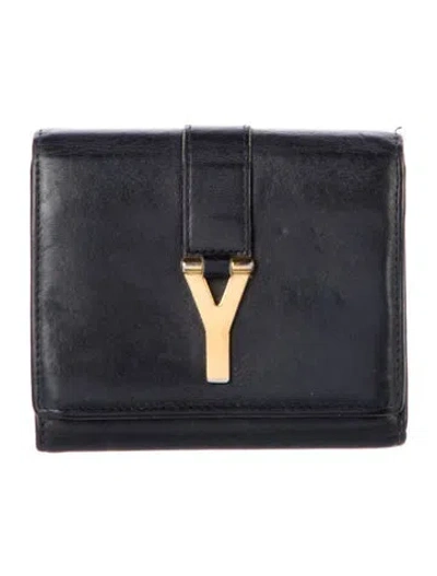 Pre-owned Saint Laurent 2013 Y Ligne Compact Wallet In Black