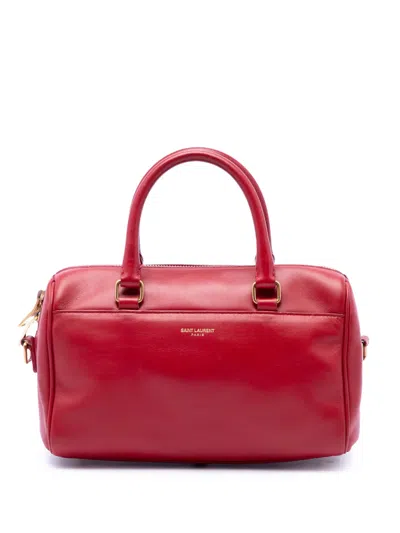 Pre-owned Saint Laurent 2013-2026 Baby Leather Classic Duffle Satchel In Red