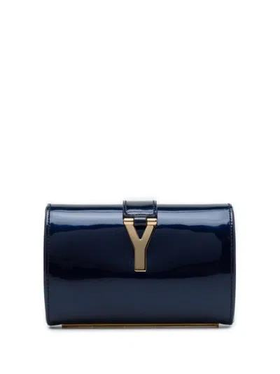 Pre-owned Saint Laurent 2013-2026 Edition Soi Patent Chyc Ligne Evening Clutch Bag In Blue