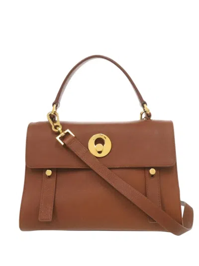 Pre-owned Saint Laurent 2013-2026 Small Leather Muse Two Satchel In Brown