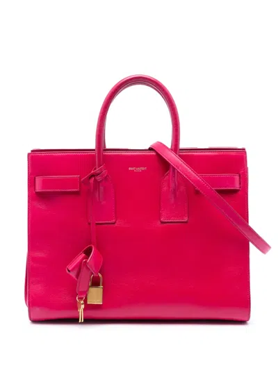 Pre-owned Saint Laurent 2013-2026 Small Leather Sac De Jour Satchel In Pink
