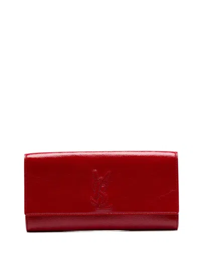 Pre-owned Saint Laurent 2013-2026 Small Textured Patent Belle De Jour Clutch Bag In Red