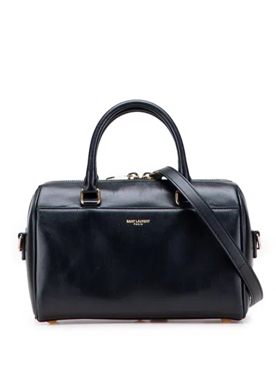 Pre-owned Saint Laurent 2014 Baby Leather Classic Duffle Satchel In Black