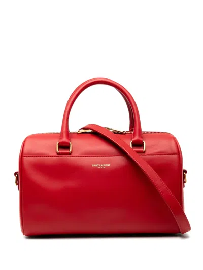 Pre-owned Saint Laurent 2014 Baby Leather Classic Duffle Satchel In Red
