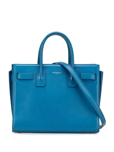 Pre-owned Saint Laurent 2014 Baby Leather Sac De Jour Satchel In Blue