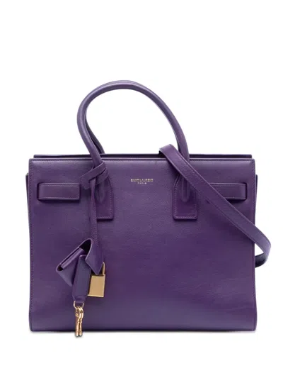Pre-owned Saint Laurent 2014 Baby Leather Sac De Jour Satchel In Purple