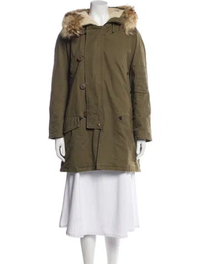 Pre-owned Saint Laurent 2014 Faux Fur Coat In Green