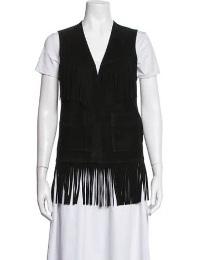 Pre-owned Saint Laurent 2014 Goat Leather Vest In Black
