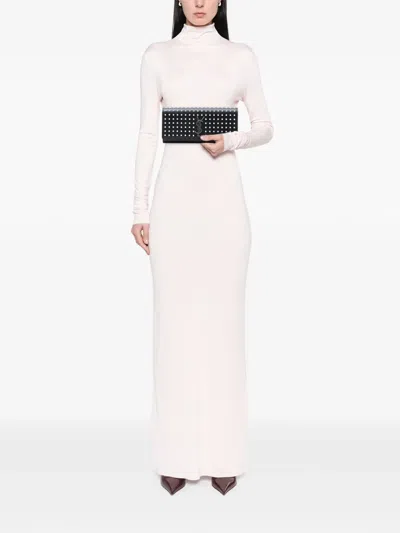 Pre-owned Saint Laurent 2014 Grain De Poudre Classic Monogram Studded Clutch Bag In Black