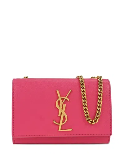 Pre-owned Saint Laurent 2014 Kate Chain-strap Leather Shoulder Bag In Pink