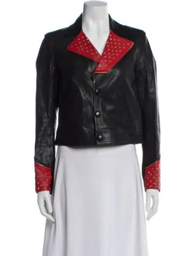 Pre-owned Saint Laurent 2014 Lamb Leather Biker Jacket In Gray