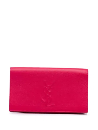 Pre-owned Saint Laurent 2014 Leather Belle De Jour Clutch Bag In Pink