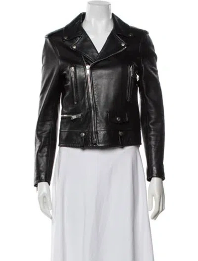 Pre-owned Saint Laurent 2014 Leather Biker Jacket In Black