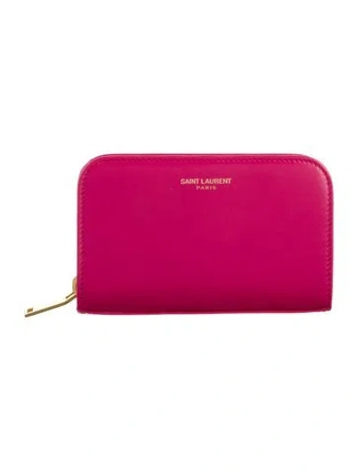 Pre-owned Saint Laurent 2014 Leather Continental Wallet In Pink