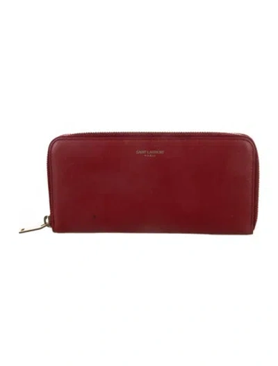 Pre-owned Saint Laurent 2014 Leather Continental Wallet In Red