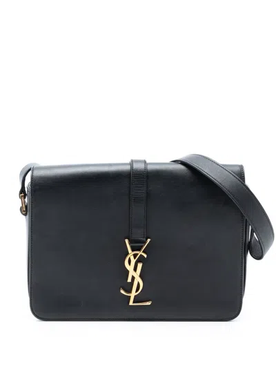 Pre-owned Saint Laurent 2014 Medium Leather Monogram Universite Bag Crossbody Bag In Black