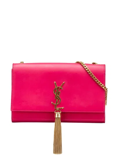 Pre-owned Saint Laurent 2014 Medium Smooth Calfskin Classic Monogram Kate Tassel Crossbody Bag