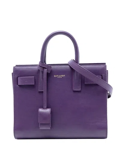 Pre-owned Saint Laurent 2014 Nano Leather Sac De Jour Satchel In Purple