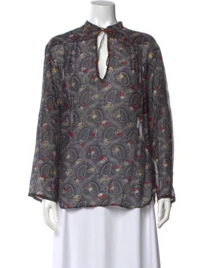 Pre-owned Saint Laurent 2014 Paisley Print Blouse In Blue