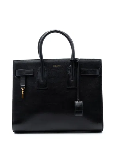 Pre-owned Saint Laurent 2014 Small Grained Calfskin Sac De Jour Satchel In Gray