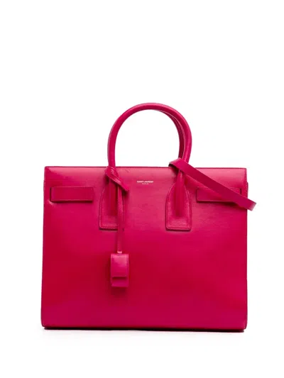 Pre-owned Saint Laurent 2014 Small Leather Sac De Jour Satchel In Pink